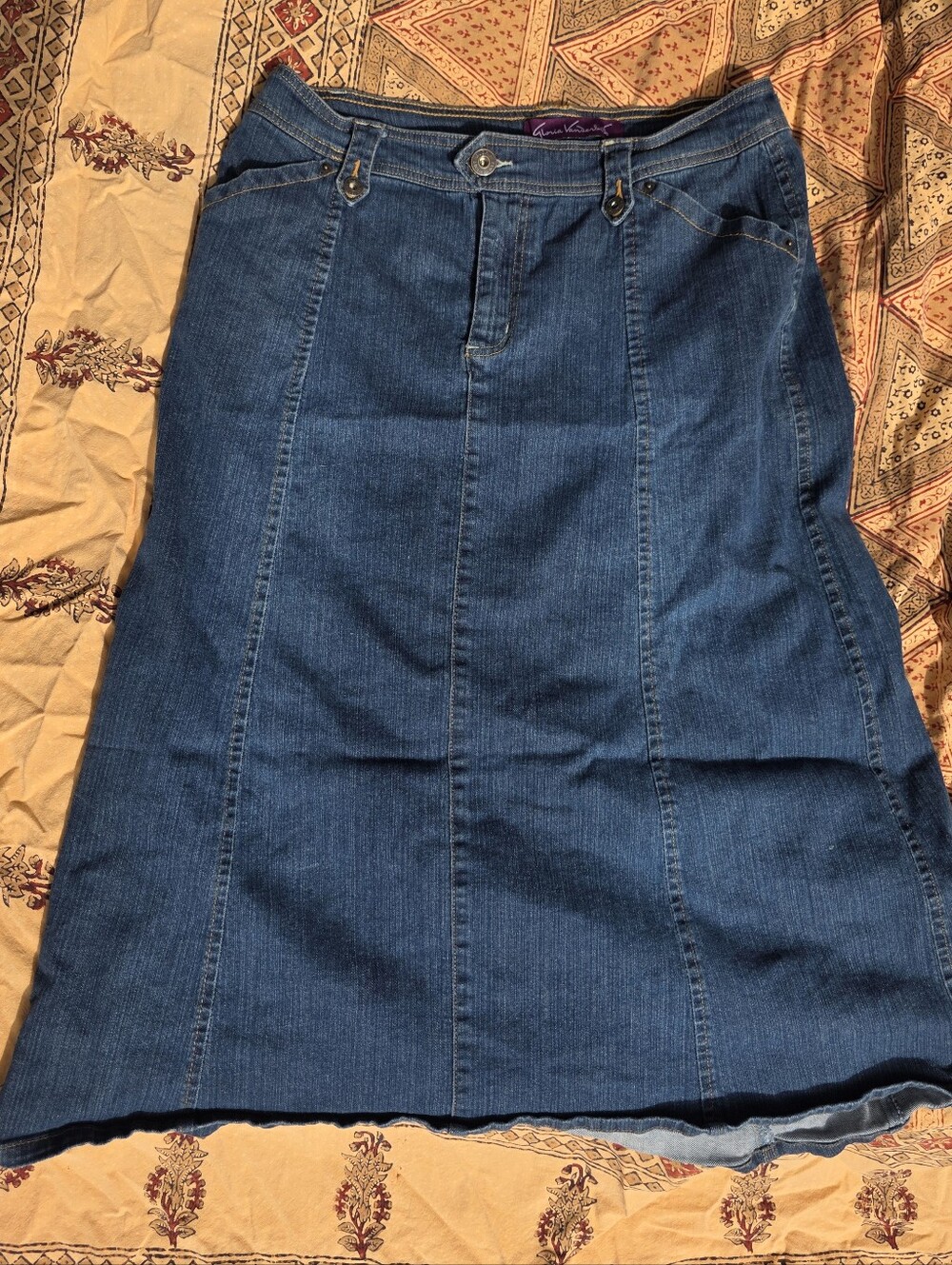 Gloria Vanderbilt Blue Denim Maxi Skirt